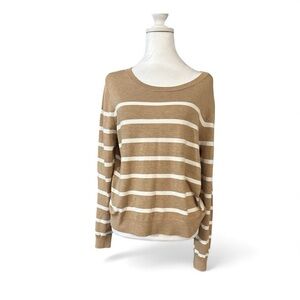 Vince Camuto cream and tan Knit Sweater New With Tags Sz Large